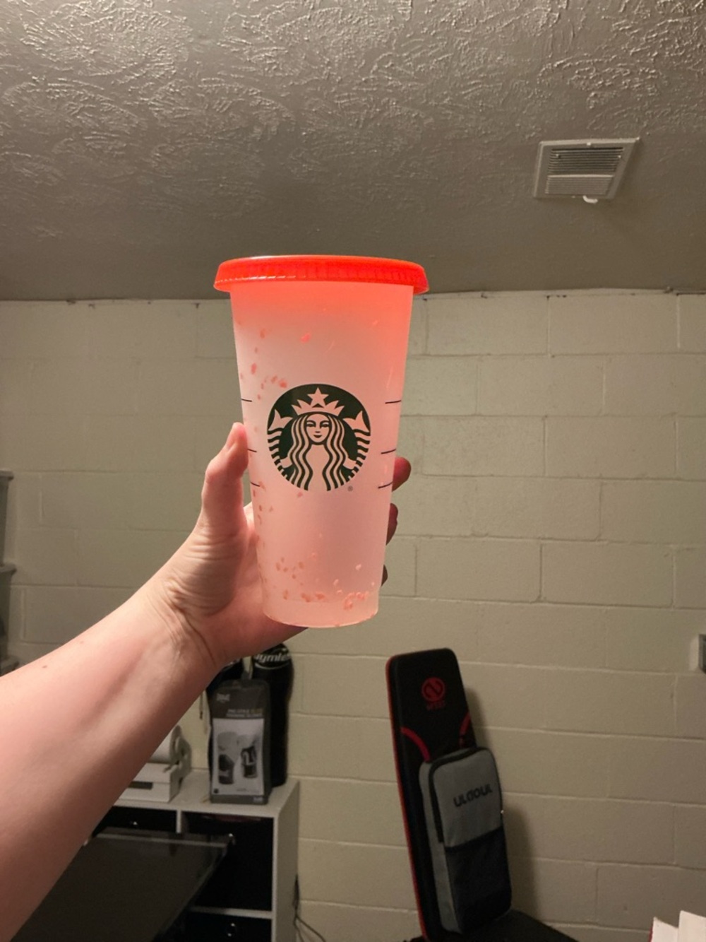 Starbucks Frosted Cup with Neon Coral Lid